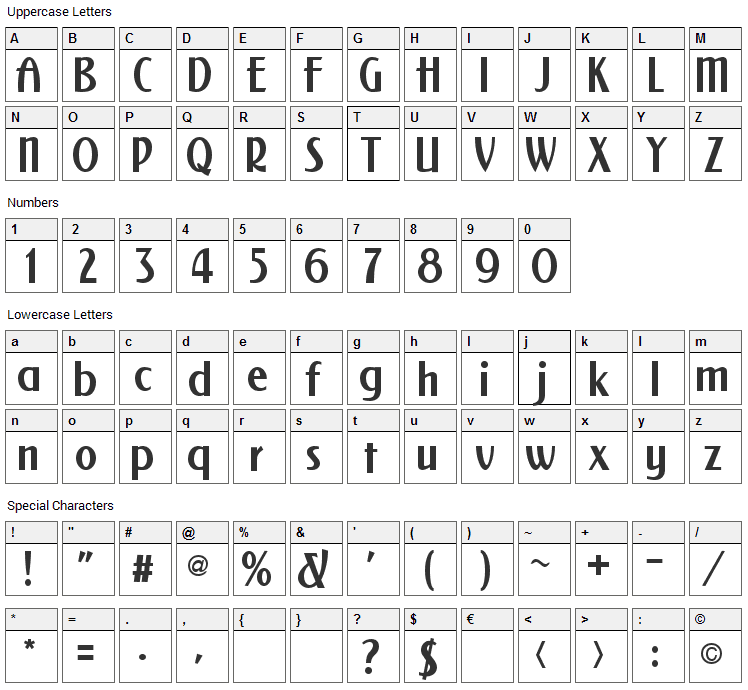 NewForum Font Character Map