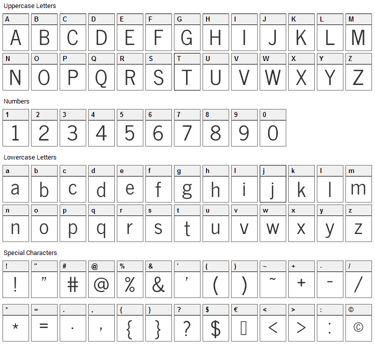 News Cycle Font Character Map