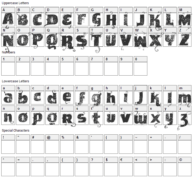 News Label Font Character Map