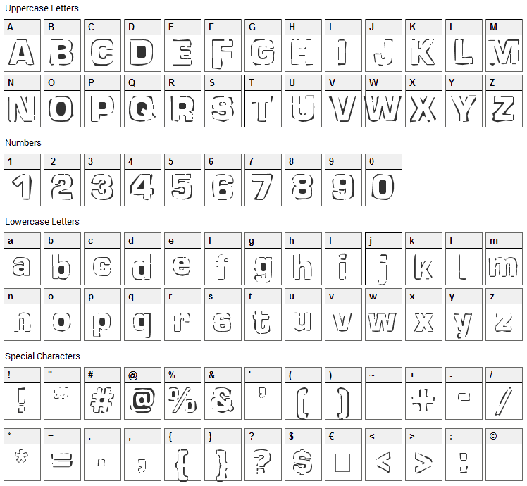 Newstile Font Character Map