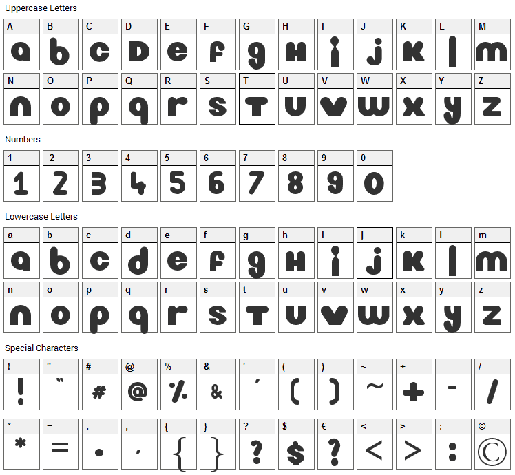 Nickelodeon TV Font Character Map