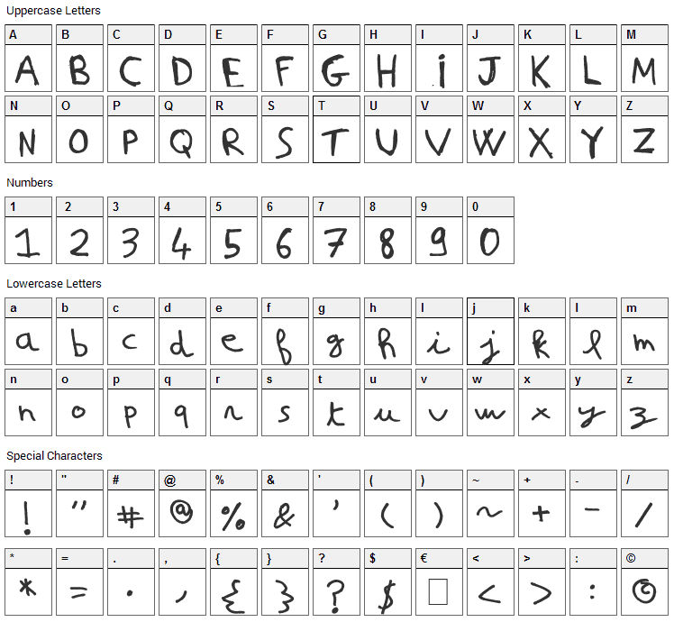 Nicolas Frespech Font Character Map