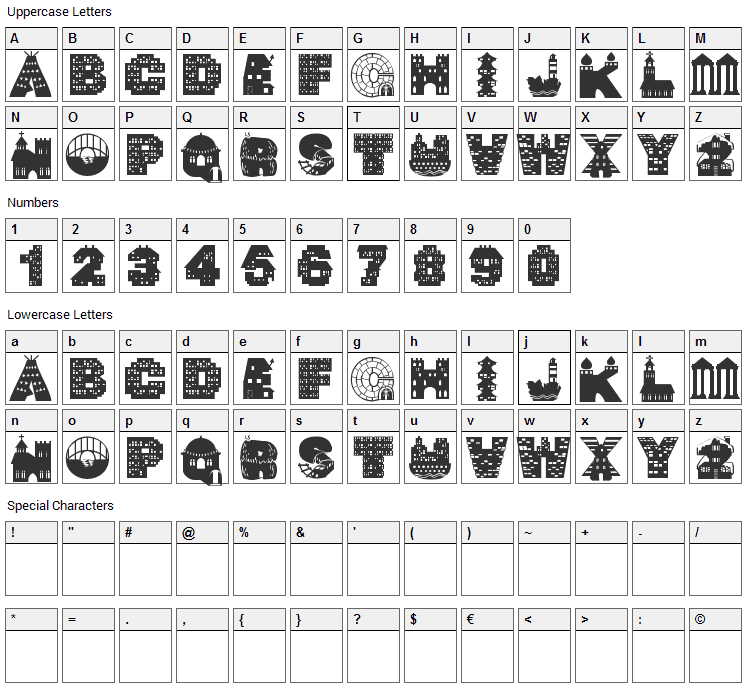 Night Vigil Font Character Map