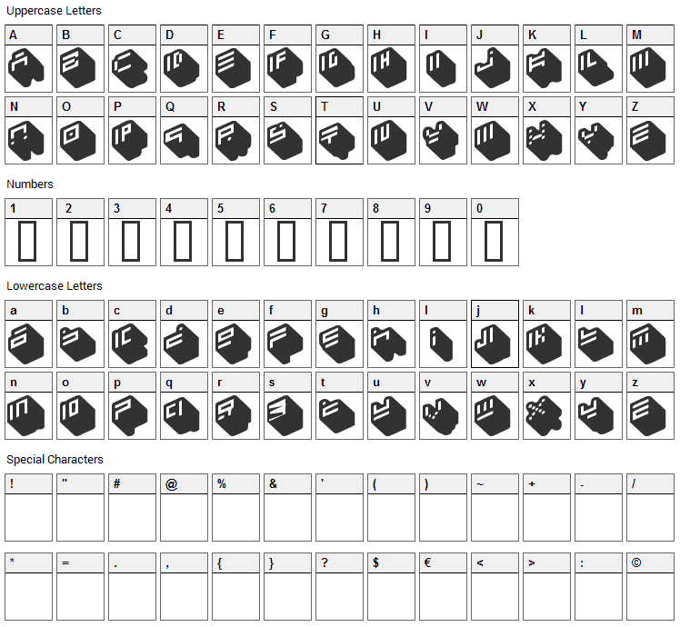 Nippon Blocks Font Character Map