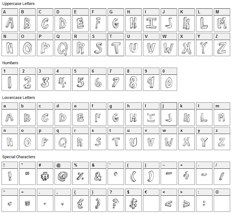 NKOTB Fever Font Character Map