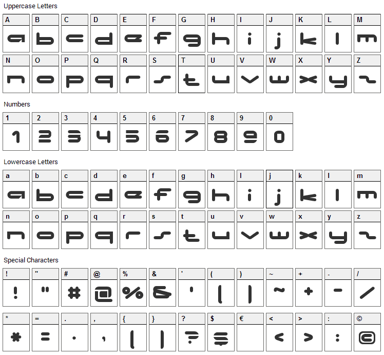 No Clocks Font Character Map