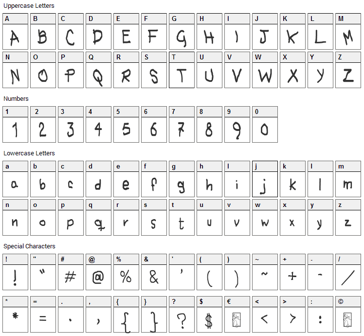 No hubo Tiempo Font Character Map