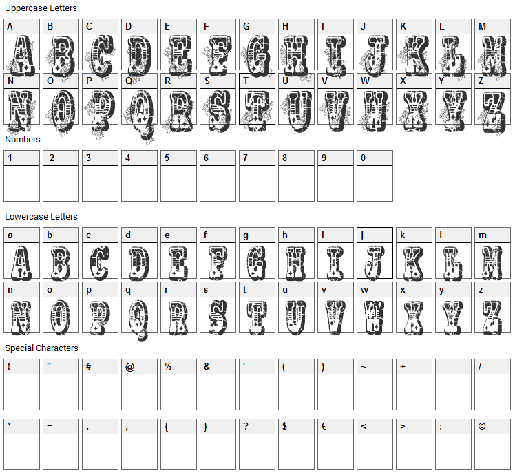 No Name Font Character Map