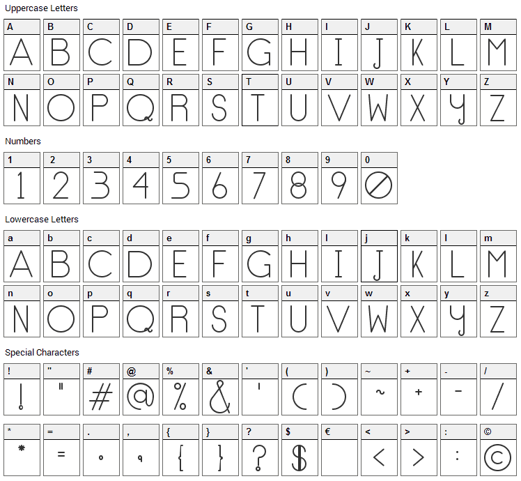 No Type Font Character Map