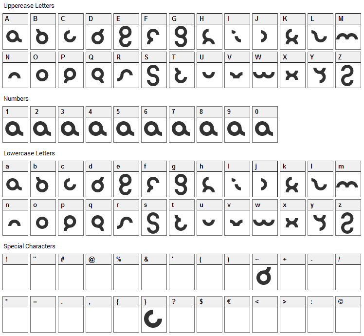 Noakatz Font Character Map