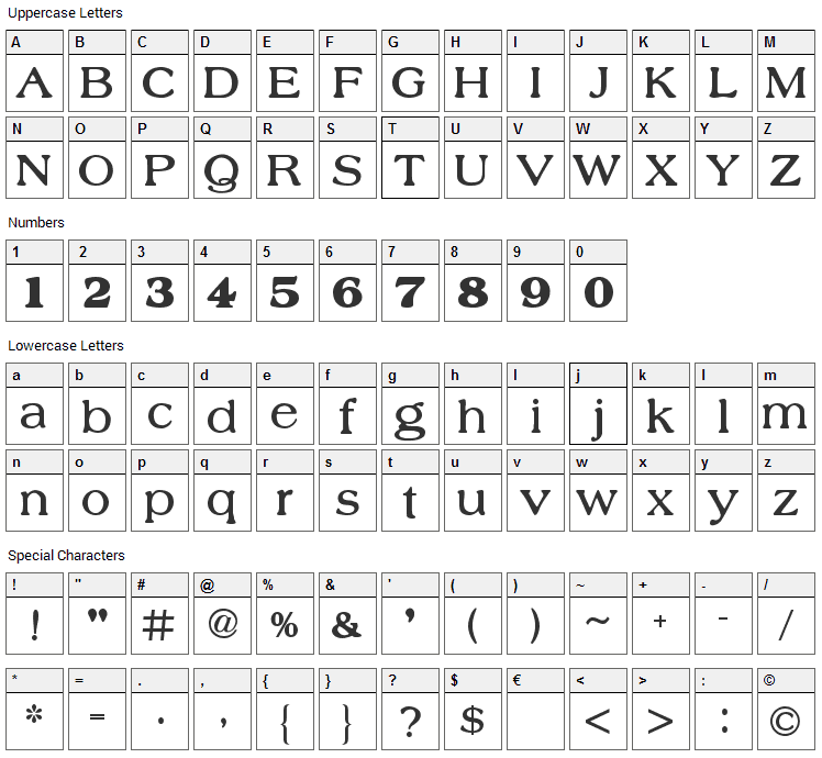 Nobility Casual Font Character Map