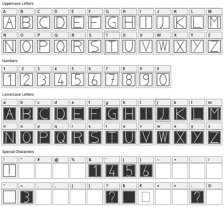 NoblaCS Font Character Map