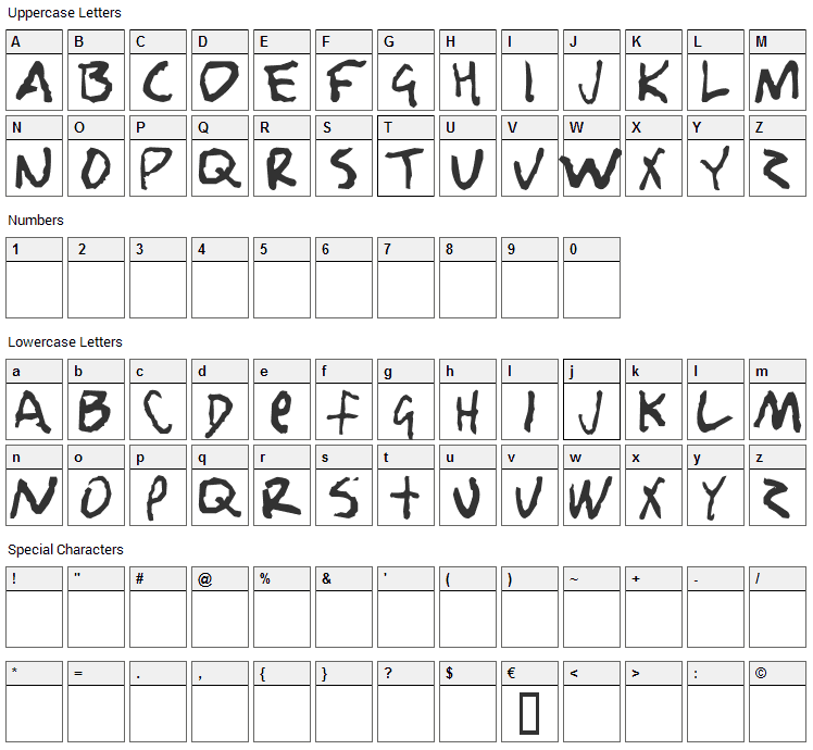 Nobody loves me Font Character Map