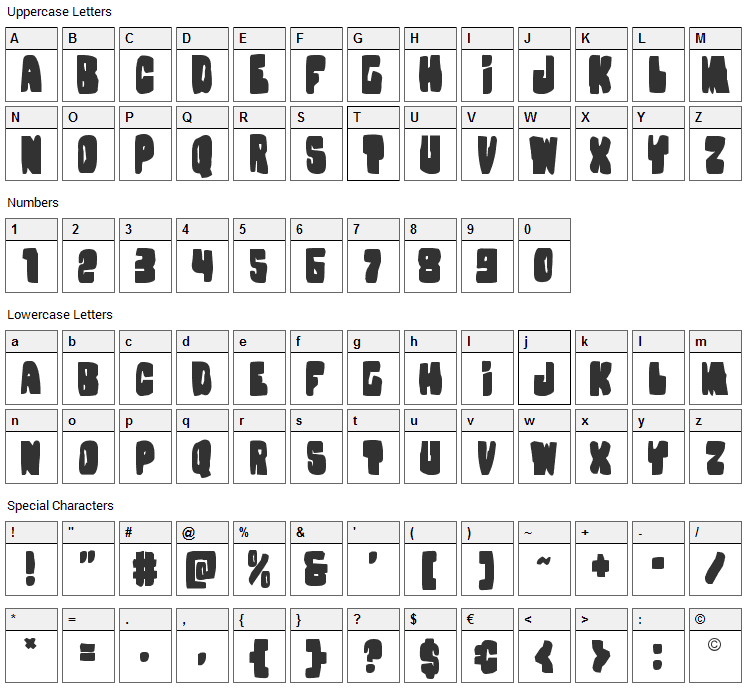 Nobody's Home Font Character Map