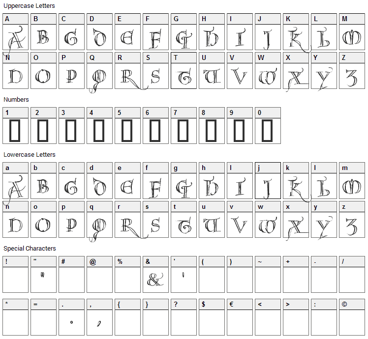 Noel Font Character Map