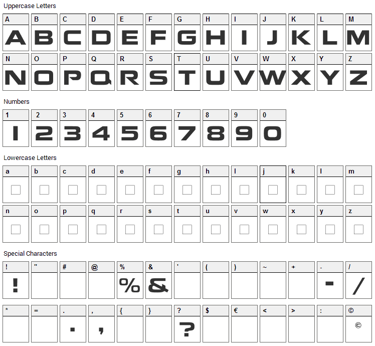 NokiaKokia Font Character Map