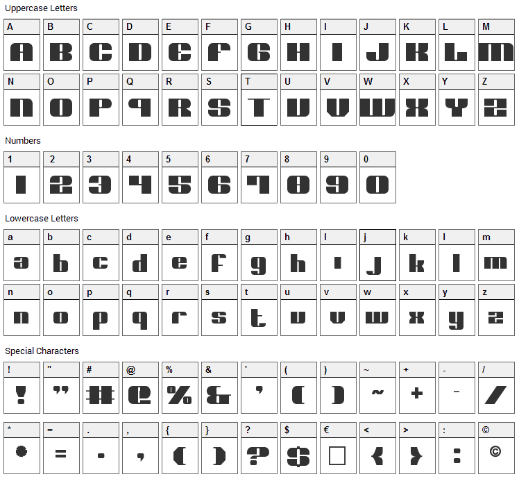 Nolo Contendre Font Character Map