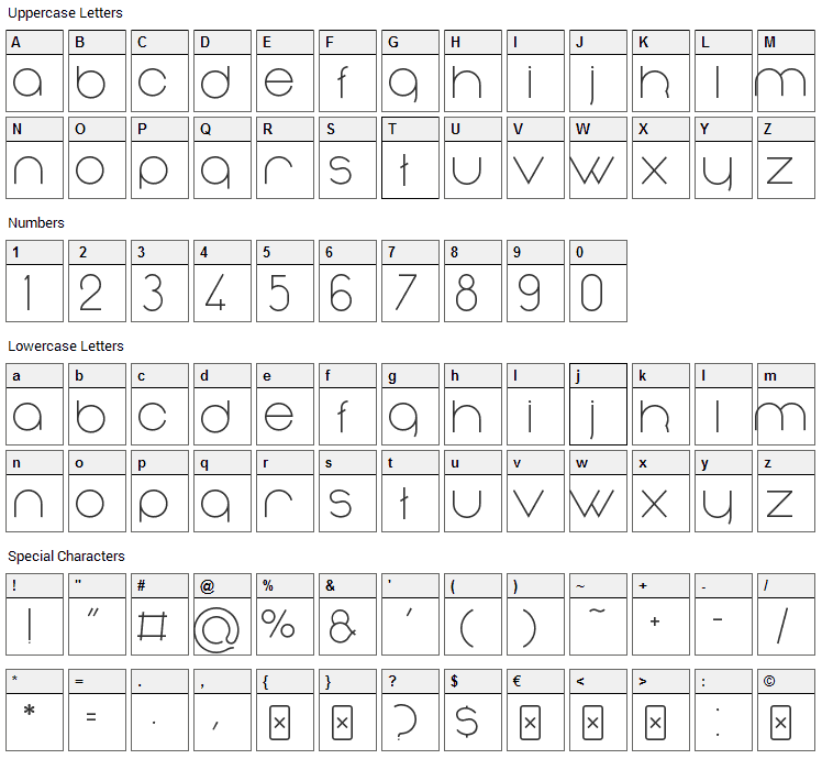 Nonchalance Font Character Map