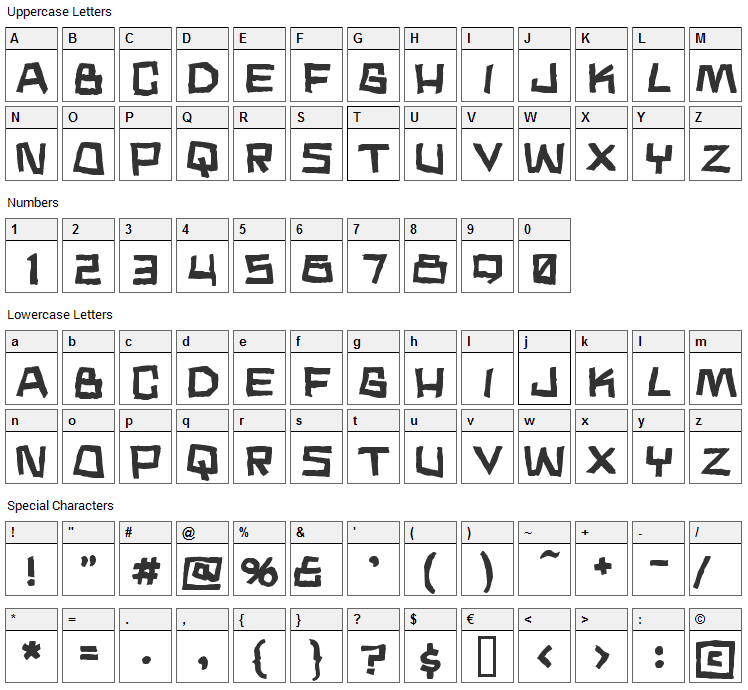 Noodle Soup Font Character Map