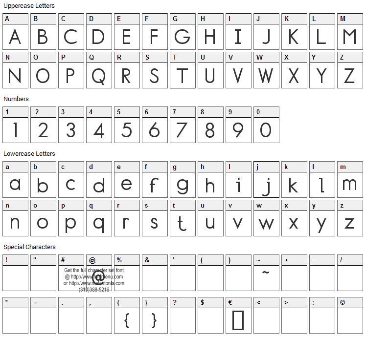 Normafixed Font Character Map