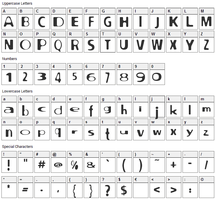 North Point Font Character Map