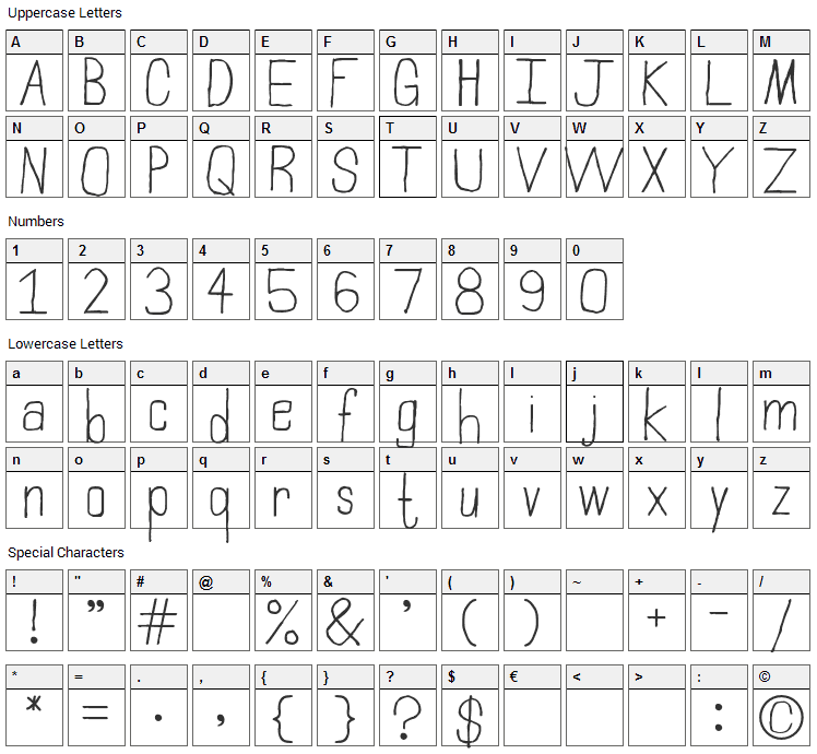 Northampton Font Character Map