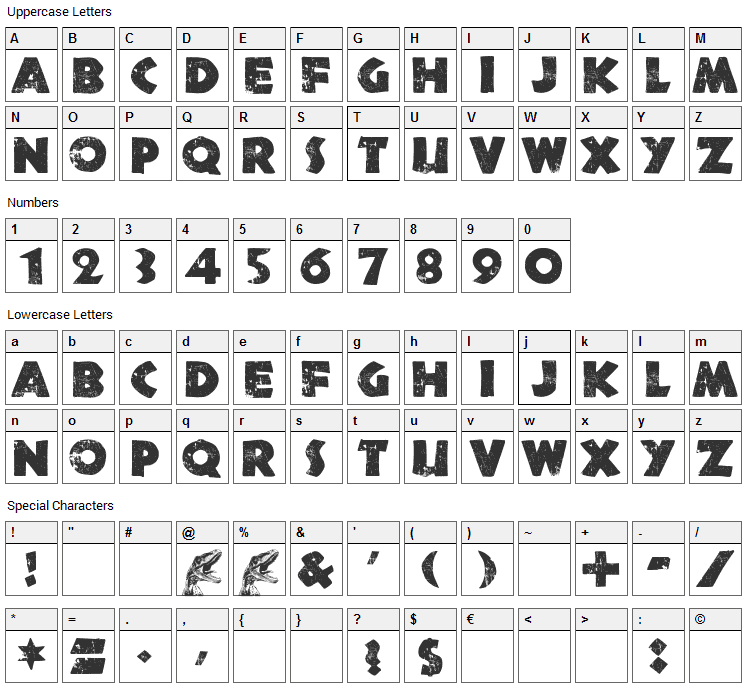 Northern Territories Font Character Map