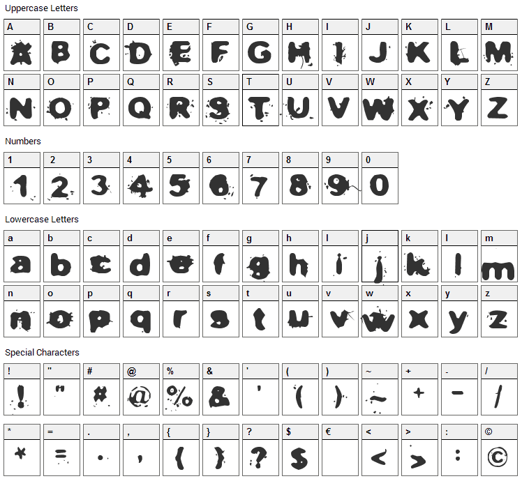 Not now, I have a headache Font Character Map