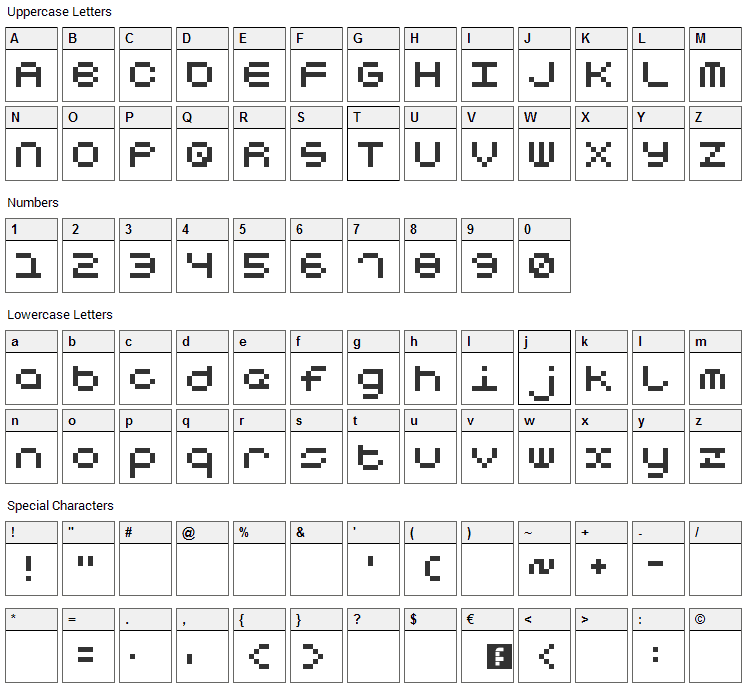 Notalot25 Font Character Map