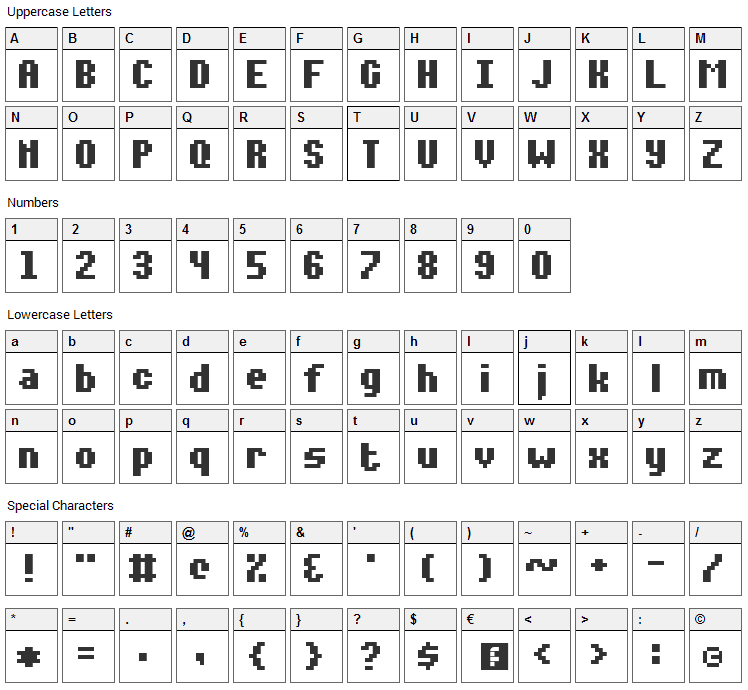 Notalot35 Font Character Map