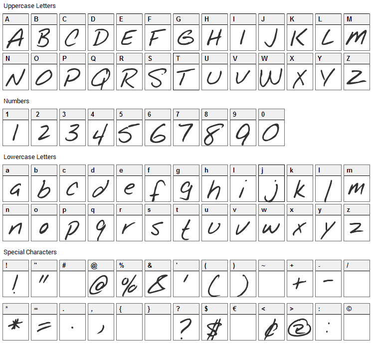 Notepad Font Character Map