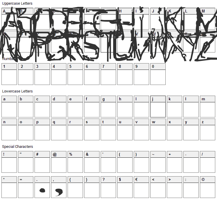 Nothing Net Font Character Map