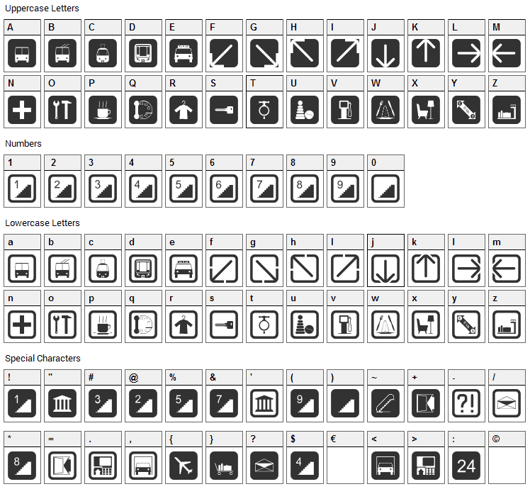 Notice 2 Std Font Character Map