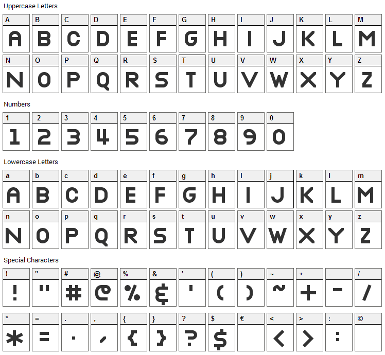 Nottke Font Character Map