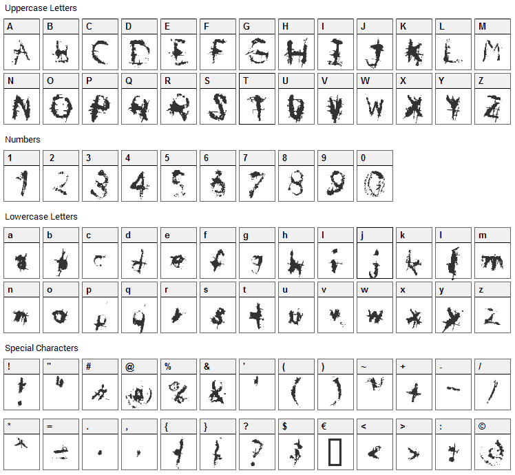 November Font Character Map