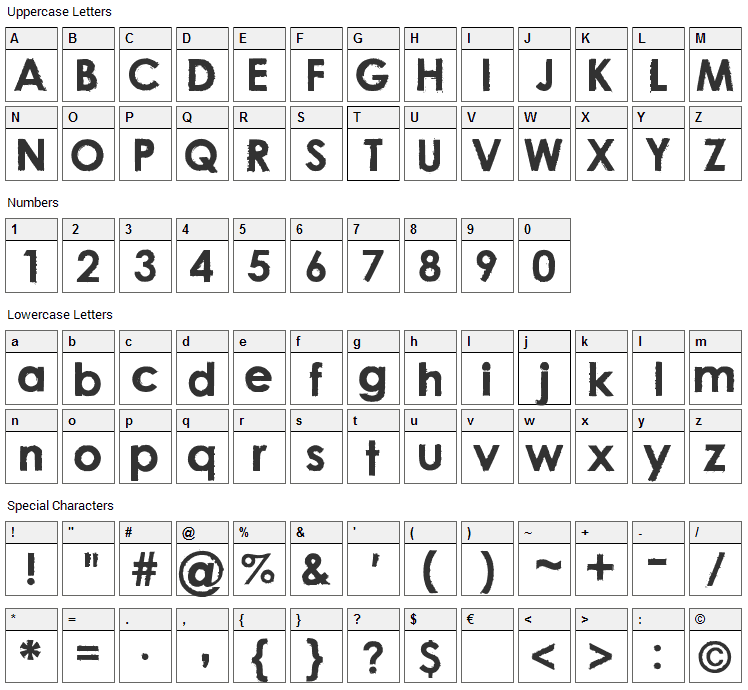 Nu Century Gothic Font Character Map