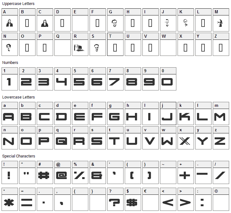 Nu School Militia Font Character Map