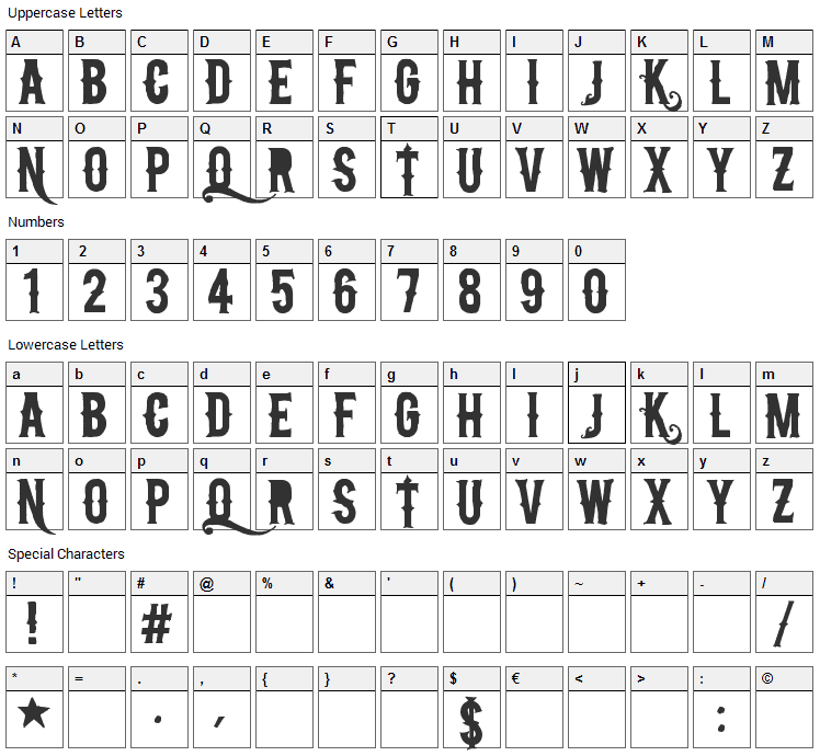 NuCreactivo 2008 Font Character Map