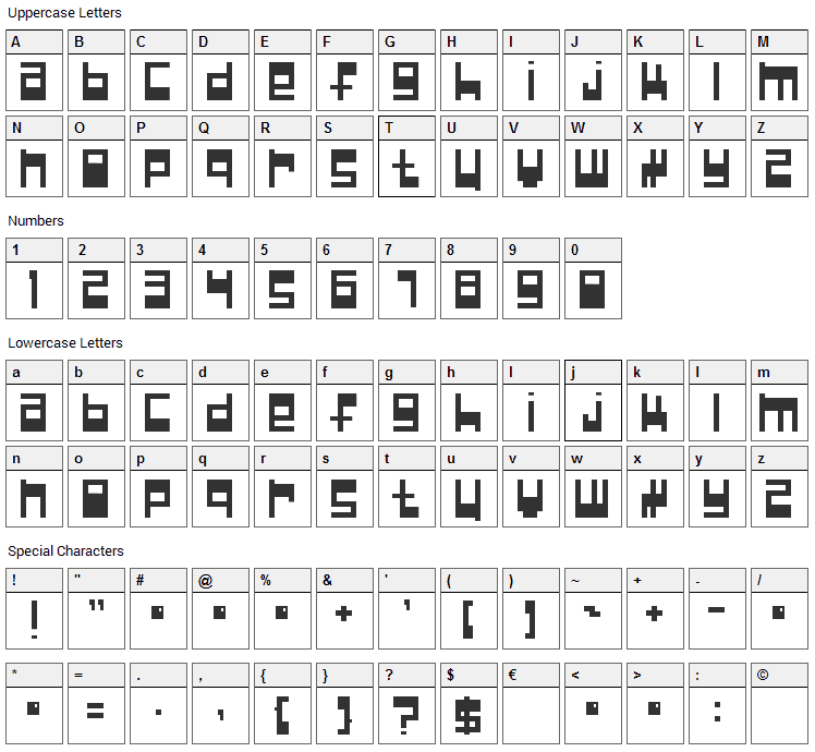Null Pointer Font Character Map