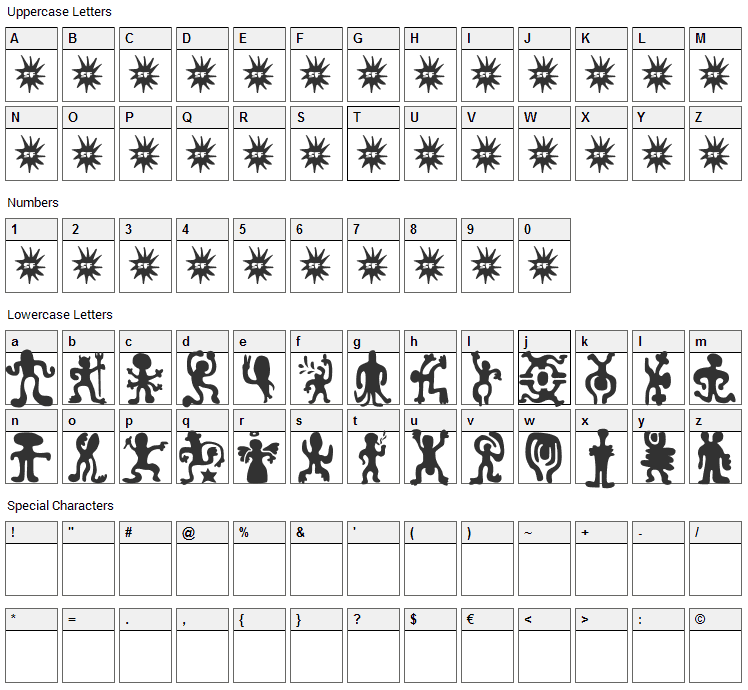 Number One Font Character Map