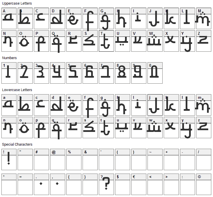 Nurkholis Font Character Map