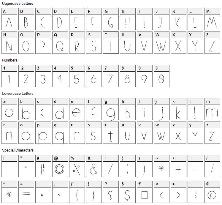 (((o))) Brushhh Font Character Map