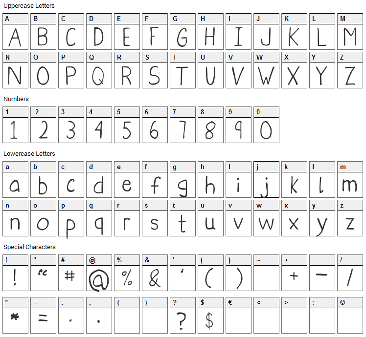 Obelisque Font Character Map