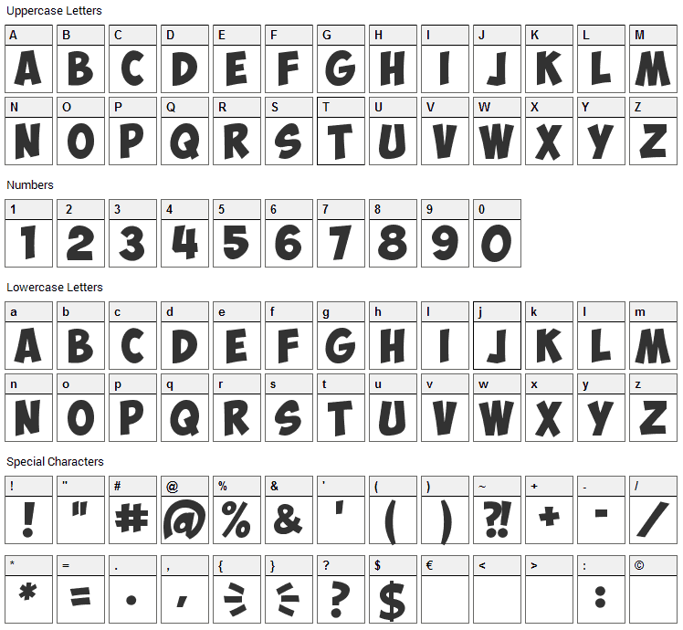 Obelix Pro Font Character Map