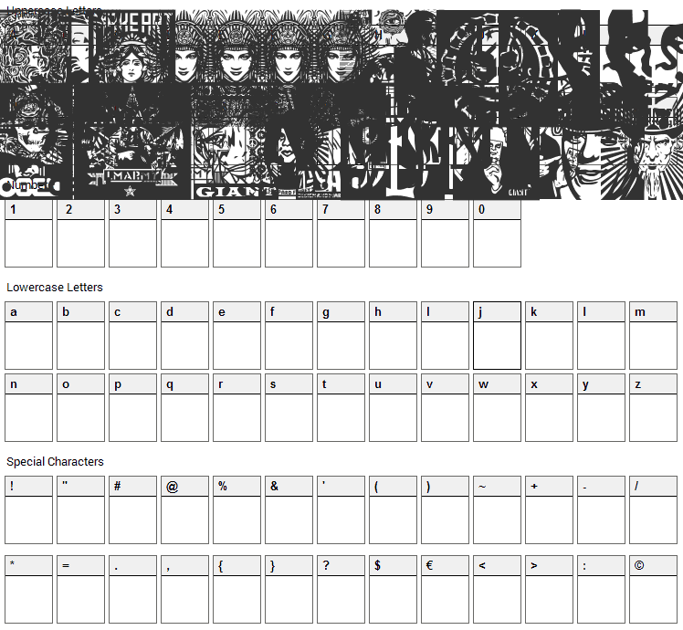 Obey Galleria Font Character Map