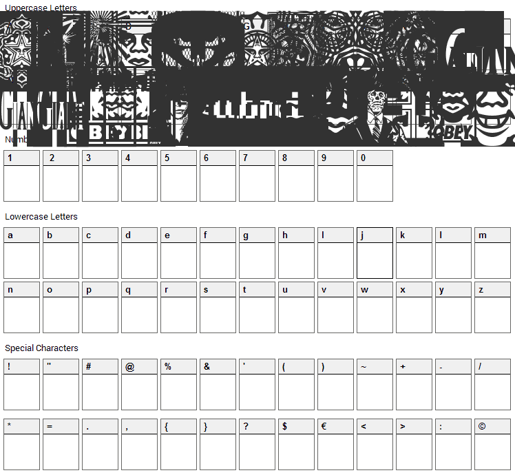 Obey Series 2 Font Character Map