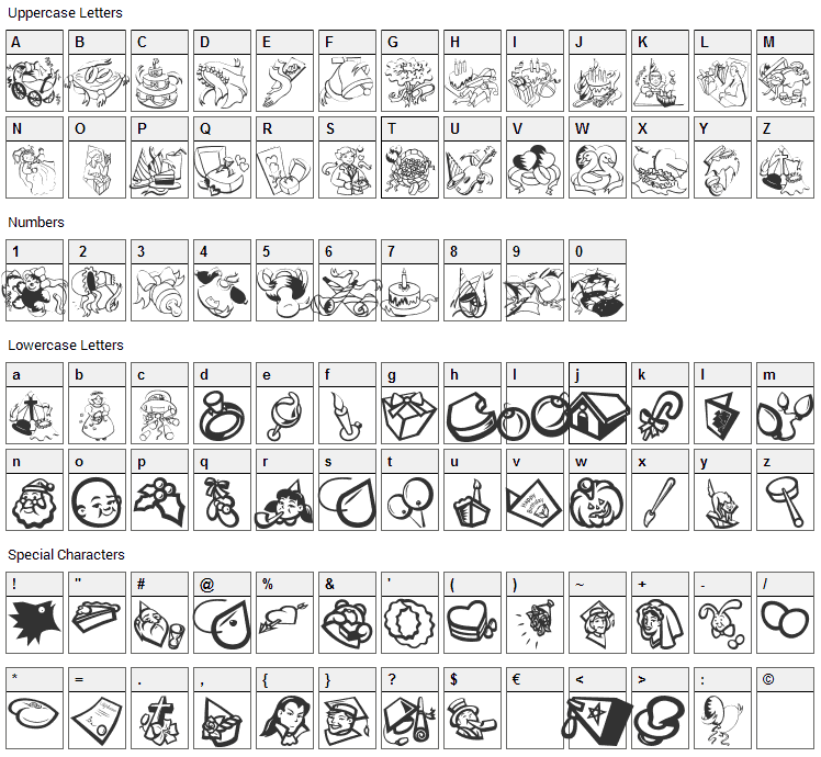 Occasiones Font Character Map