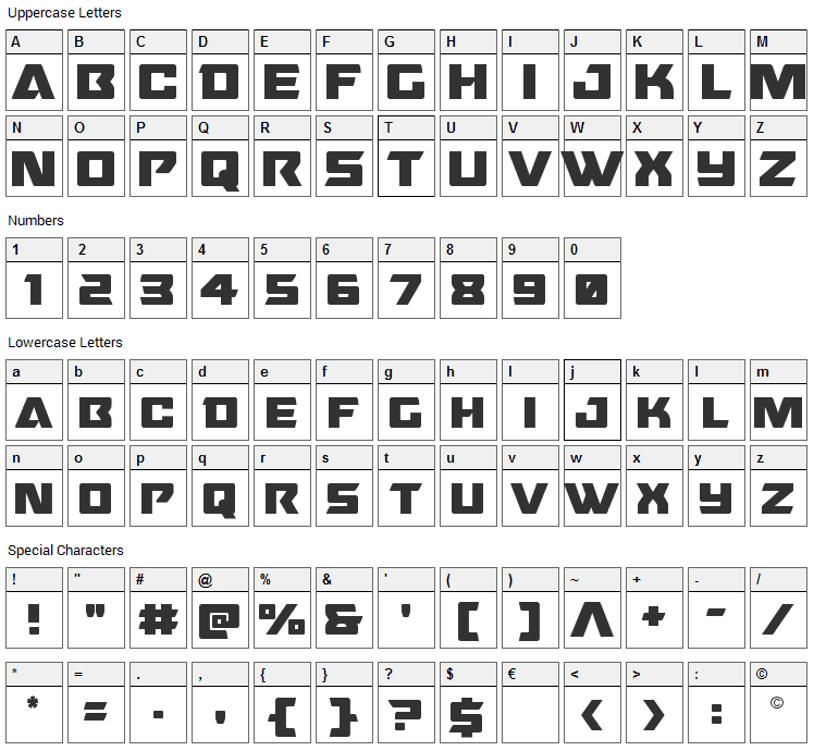 Oceanic Drift Font Character Map