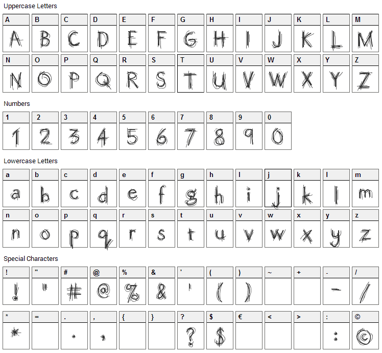 Octember Script Font Character Map