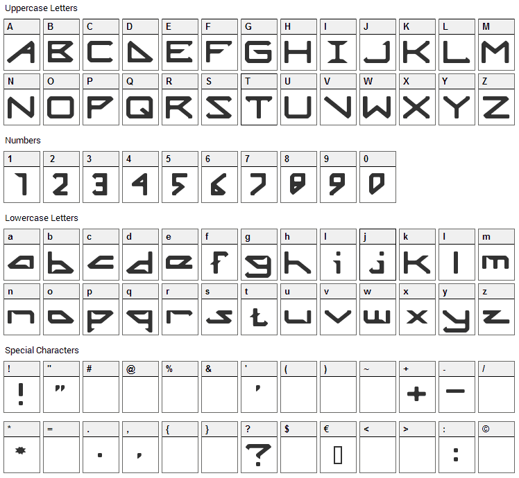 Octicity Font Character Map